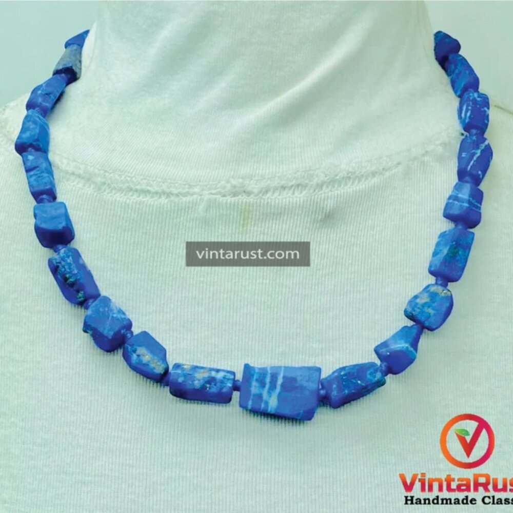 Natural Blue Lapis Lazuli Necklace, Genuine Lapis Necklace, Lapis Lazuli Dark